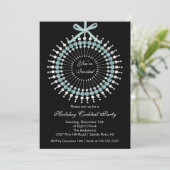 Silver & Blue Ornament Cocktail-kerstfeest Kaart (Staand voorkant)