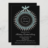 Silver & Blue Ornament Cocktail-kerstfeest Kaart (Voorkant / Achterkant)