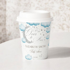 Silver Blue Over the Moon Boy Baby shower Papieren Bekers