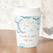 Silver Blue Over the Moon Boy Baby shower Papieren Bekers