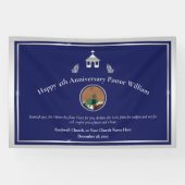 Silver Blue Pastor Jubileum of Kerkevenement Spandoek (Horizontaal)