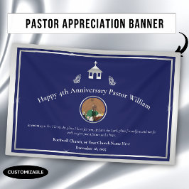 Silver Blue Pastor Jubileum of Kerkevenement Spandoek