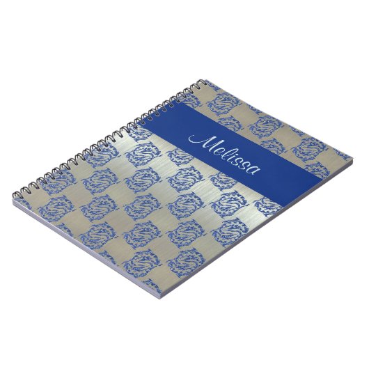 Silver Blue Pisces Fish Pattern Notitieboek (Linkerzijde)
