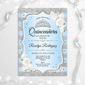 Silver Blue Quinceanera-uitnodiging Kaart