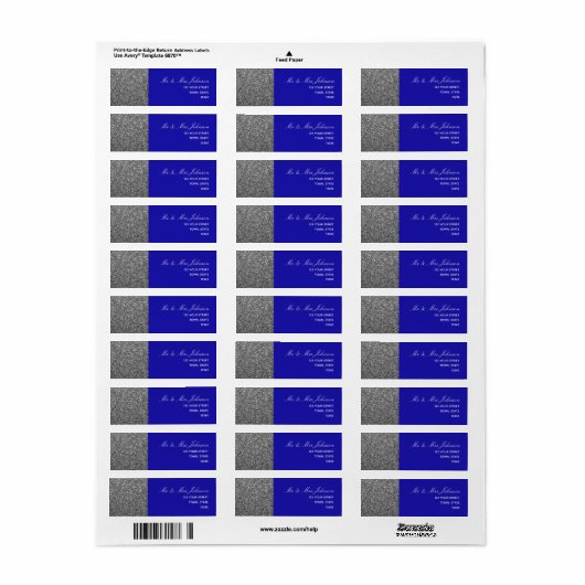 Silver Blue Return-adreslabel Etiket (Full Sheet)