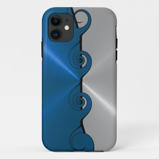 Silver Blue Roestvrij metalen patroon Case-Mate iPhone Case (Achterkant)