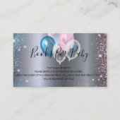 Silver blue roze baby shower book request informatiekaartje (Voorkant)