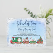 Silver Blue Santa Claus Kerstmis Birthday Foto Kaart (Staand voorkant)