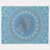 Silver Blue Sea Turtle And Mandala Fleece Deken (Voorkant (Horizontaal))
