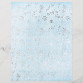 Silver & Blue Shabby Floral Scrapbook Paper