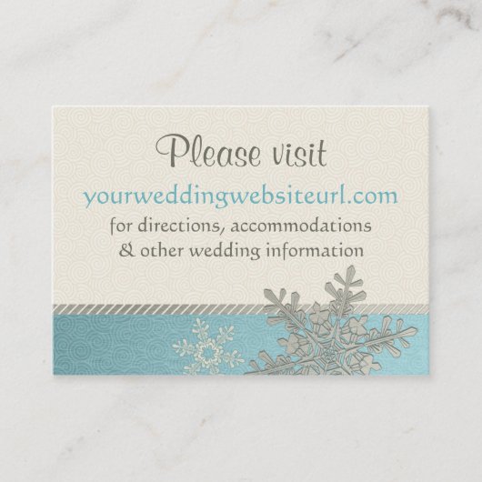 Silver Blue Sneeuwvlok Bruiloft Website Invoegen K Informatiekaartje (Voorkant)