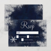 Silver blue snewflake bruiloft rsvp wonderland (Voorkant / Achterkant)