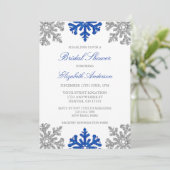 Silver Blue Snowflake Bridal Shower-uitnodiging Kaart (Staand voorkant)