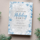 Silver Blue Snowflake Corporate Holiday Party Kaart