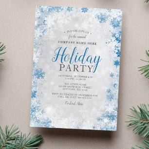 Silver Blue Snowflake Corporate Holiday Party Kaart
