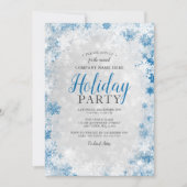 Silver Blue Snowflake Corporate Holiday Party Kaart (Voorkant)