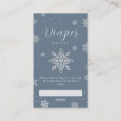 Silver Blue Snowflake Diaper Raffle Baby Shower  Informatiekaartje (Voorkant)