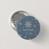 Silver Blue Snowflake Mother To Be Baby Shower  Ronde Button 3,2 Cm (Voorkant /achterkant)