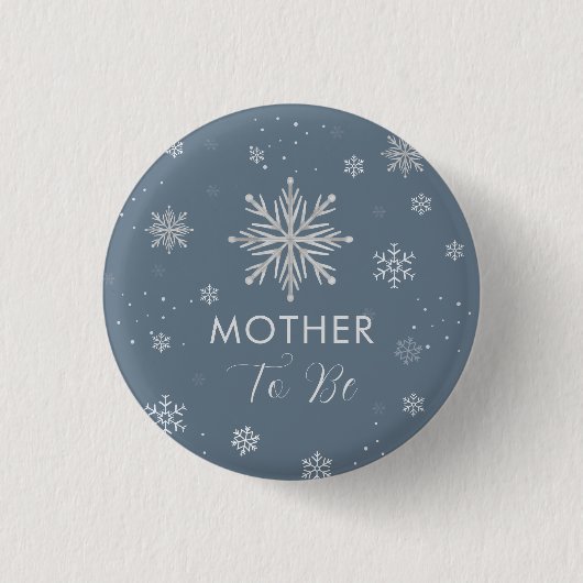 Silver Blue Snowflake Mother To Be Baby Shower  Ronde Button 3,2 Cm (Voorkant)