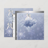 Silver Blue Snowflake Sweet Sixteen Birthday Kaart (Voorkant / Achterkant)
