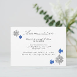 Silver Blue Snowflake Winter Accommododatie Card Kaart