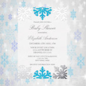 Silver Blue Snowflake Winter Baby shower Folie Uitnodiging