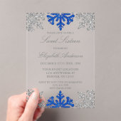 Silver Blue Snowflake Winter Sweet 16 Acryl Uitnodigingen (Insitu (Draagbaar))
