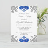 Silver Blue Snowflake Winter Sweet 16 Kaart (Staand voorkant)