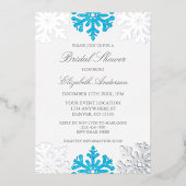 Silver Blue Snowflake Winter Vrijgezellenfeest Folie Uitnodiging (Voorkant)