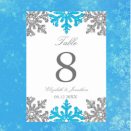 Silver Blue Snowflake Winter Wedding Kaart