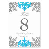 Silver Blue Snowflake Winter Wedding Kaart (Voorkant)