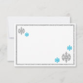 Silver Blue Snowflake Winter Wedding RSVP-kaart Kaart (Achterkant)