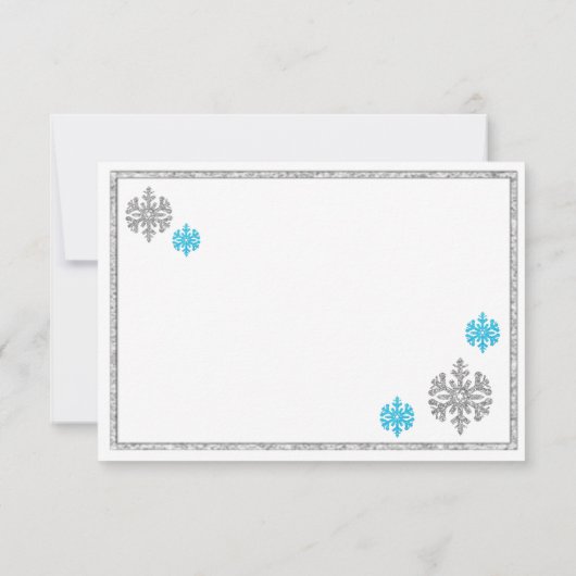Silver Blue Snowflake Winter Wedding RSVP-kaart Kaart (Achterkant)