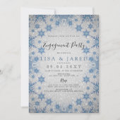 Silver Blue Snowflakes Winter Engagement Party Kaart (Voorkant)