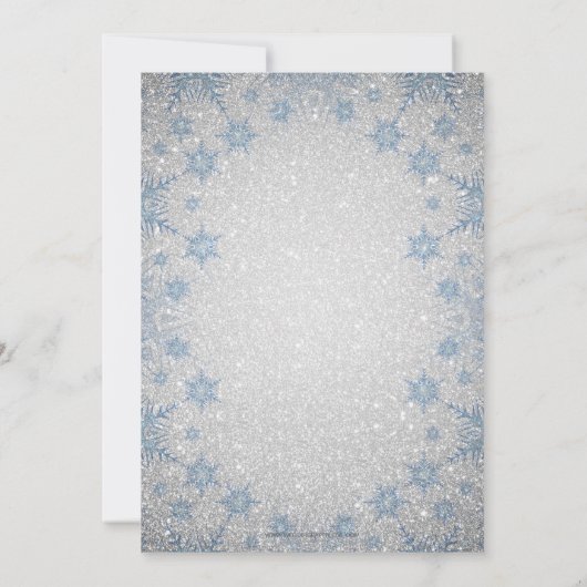 Silver Blue Snowflakes Winter Engagement Party Kaart (Achterkant)