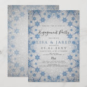 Silver Blue Snowflakes Winter Engagement Party Kaart (Voorkant / Achterkant)