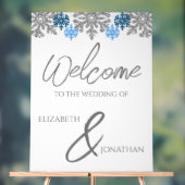 Silver Blue Snowflakes Winter Wedding Acryl Bord (Neutraal)