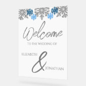 Silver Blue Snowflakes Winter Wedding Acryl Bord (Hoek)