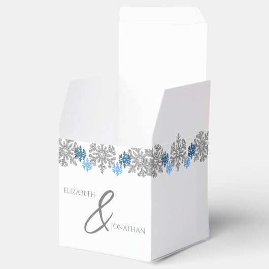 Silver Blue Snowflakes Winter Wedding Bedankdoosjes (Geopend)