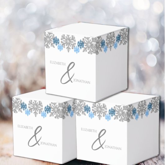 Silver Blue Snowflakes Winter Wedding Bedankdoosjes