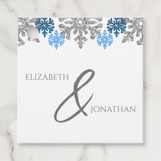 Silver Blue Snowflakes Winter Wedding Bedankjes Labels (Voorkant)