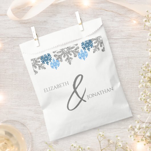 Silver Blue Snowflakes Winter Wedding Bedankzakje (Geknipt)
