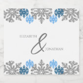 Silver Blue Snowflakes Winter Wedding Bier Etiket (Enkel label)