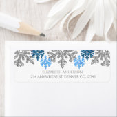Silver Blue Snowflakes Winter Wedding Etiket (Insitu)