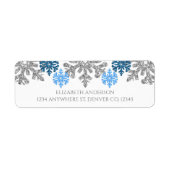 Silver Blue Snowflakes Winter Wedding Etiket (Voorkant)