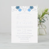 Silver Blue Snowflakes Winter Wedding Folie Uitnodiging (Staand Voorkant)