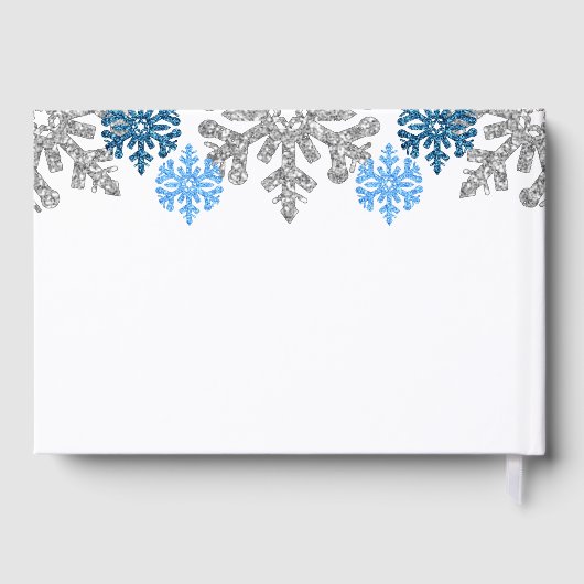 Silver Blue Snowflakes Winter Wedding Gastenboek (Achterkant)
