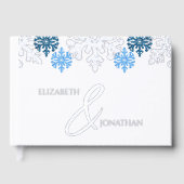Silver Blue Snowflakes Winter Wedding Gastenboek (Voorkant)