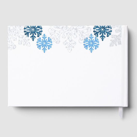 Silver Blue Snowflakes Winter Wedding Gastenboek (Achterkant)