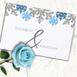 Silver Blue Snowflakes Winter Wedding Gastenboek